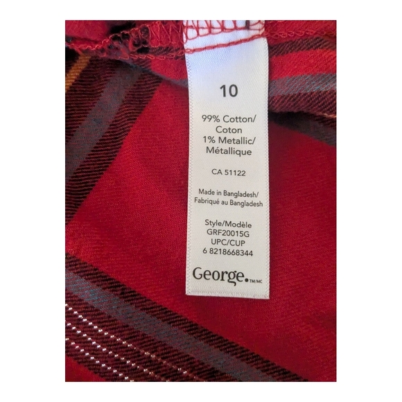 Plaid Kids Shirt - Red and Black Size 10. George. - Picture 4 of 8